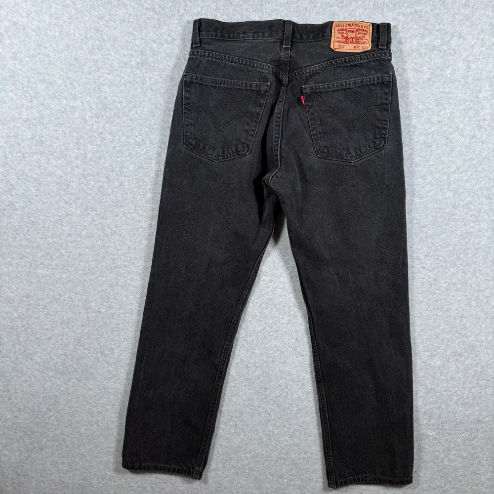 Levis 505 Regular Fit Black Denim Jeans Mens 32x30 Straight Leg Fits 30x29 y2k